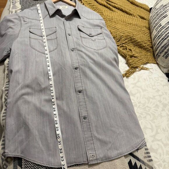 Kimes Ranch Western Long Sleeve Grimes Pearl Snap Gray Denim Shirt - Picture 13 of 16
